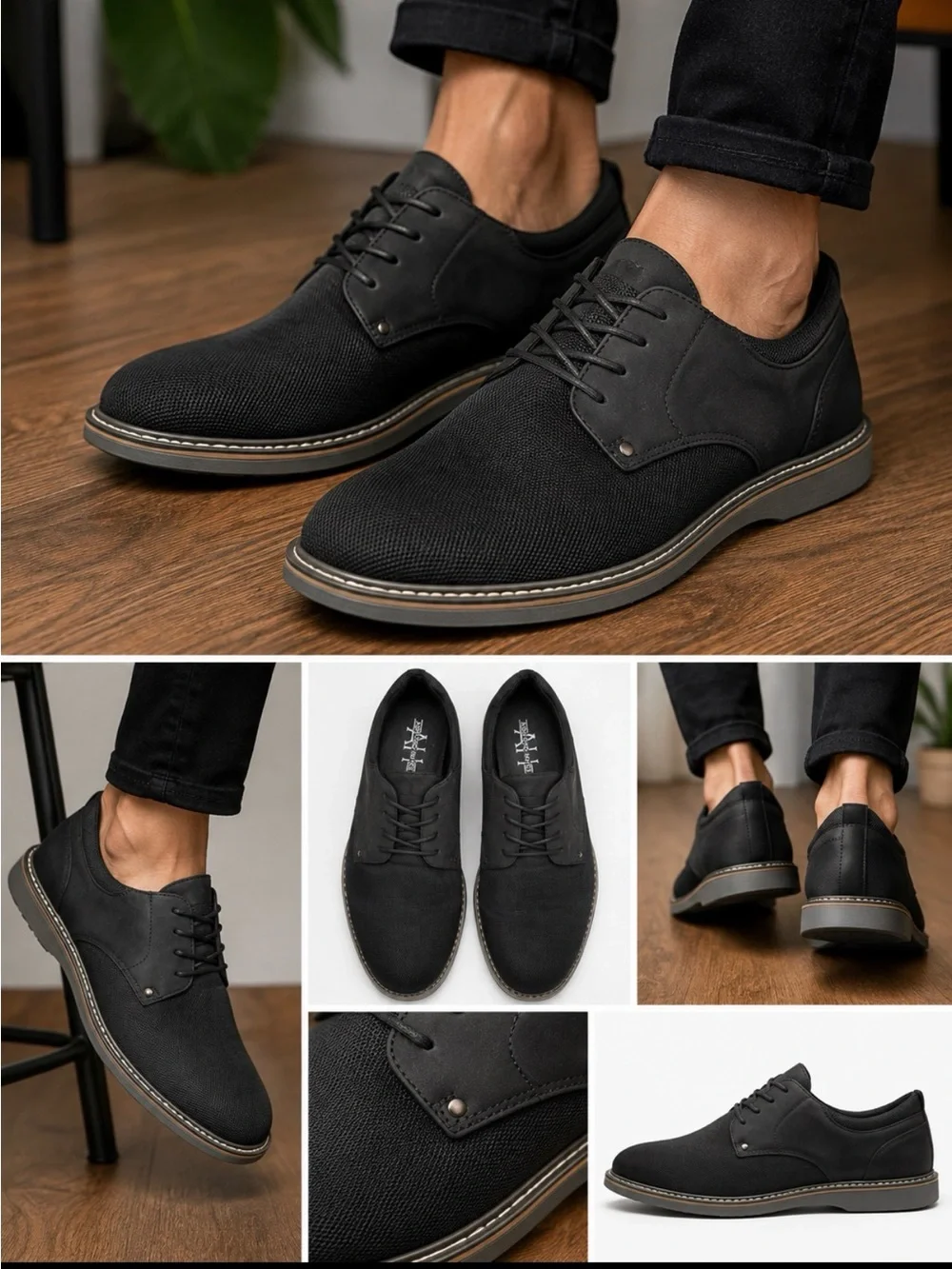 Classic Men’s Black Derby Shoes — Timeless Lace-Up Design
